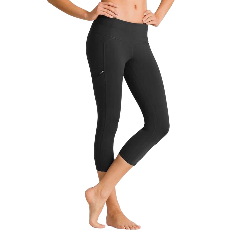 Athleta Drifter Capri Sz S $59 Black Low Rise Cropped Leggings Zipper Pockets